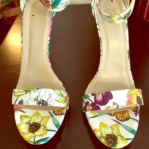 Floral Single Strap Heels